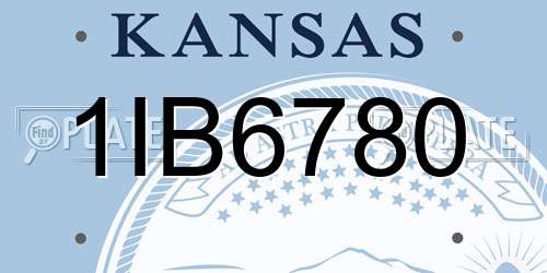 1IB6780 Kansas License Plate