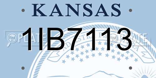 1IB7113 Kansas License Plate