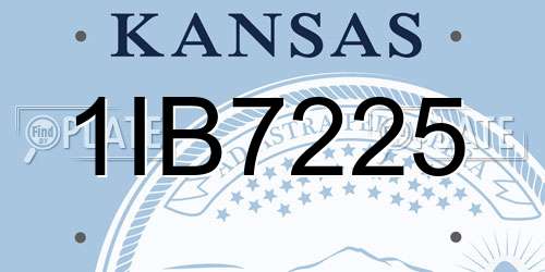 1IB7225 Kansas License Plate