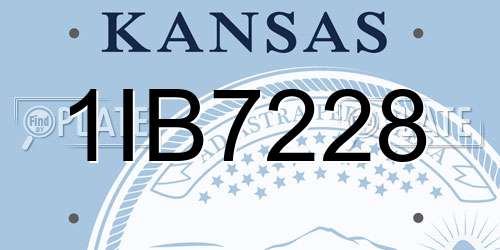 1IB7228 Kansas License Plate