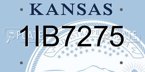 1IB7275 Kansas License Plate