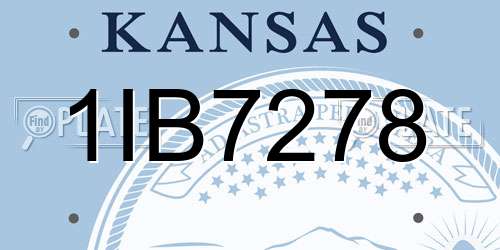 1IB7278 Kansas License Plate