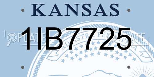 1IB7725 Kansas License Plate