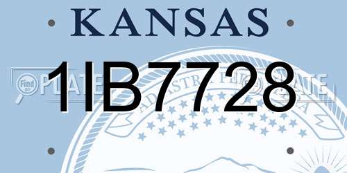 1IB7728 Kansas License Plate