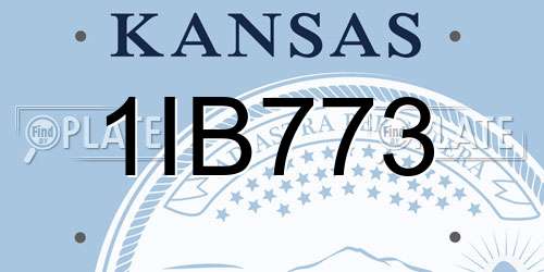 1IB773 Kansas License Plate