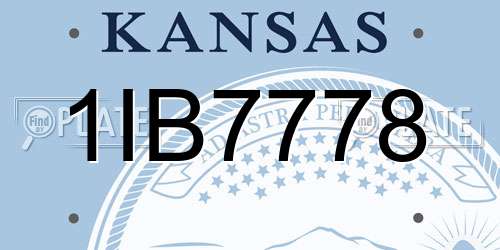1IB7778 Kansas License Plate