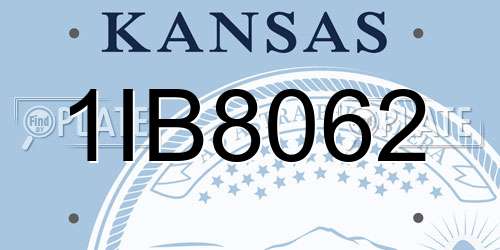 1IB8062 Kansas License Plate
