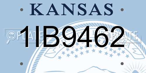 1IB9462 Kansas License Plate