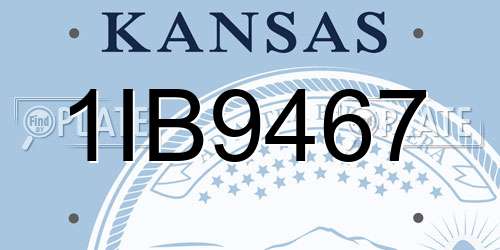 1IB9467 Kansas License Plate