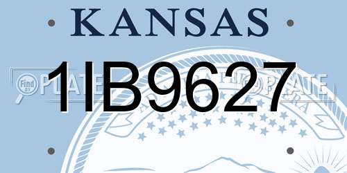 1IB9627 Kansas License Plate