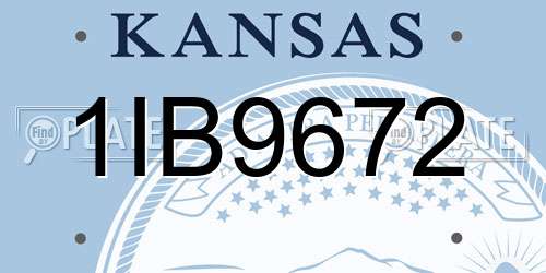 1IB9672 Kansas License Plate
