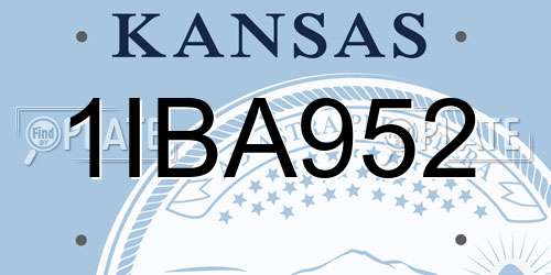 1IBA952 Kansas License Plate