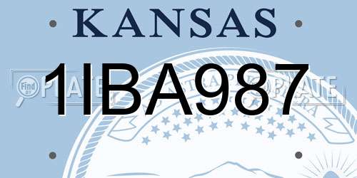 1IBA987 Kansas License Plate