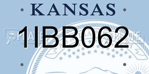 1IBB062 Kansas License Plate