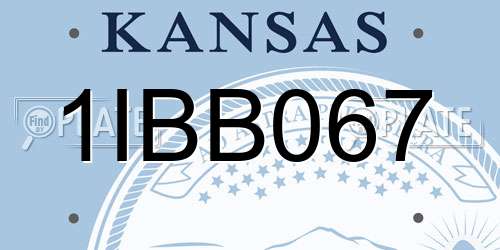 1IBB067 Kansas License Plate