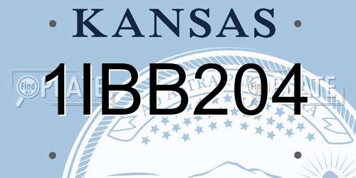 1IBB204 Kansas License Plate