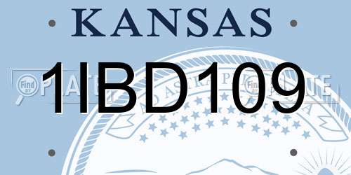 1IBD109 Kansas License Plate