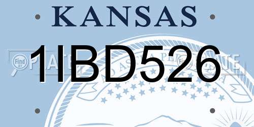 1IBD526 Kansas License Plate