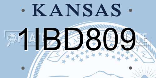 1IBD809 Kansas License Plate