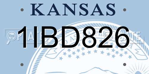1IBD826 Kansas License Plate