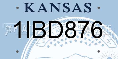 1IBD876 Kansas License Plate