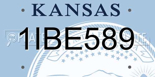 1IBE589 Kansas License Plate