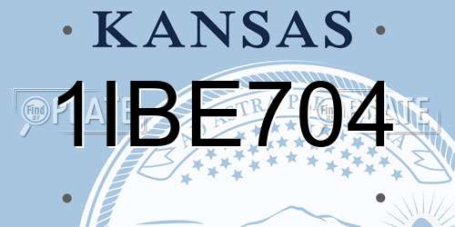 1IBE704 Kansas License Plate