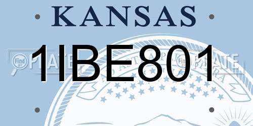 1IBE801 Kansas License Plate