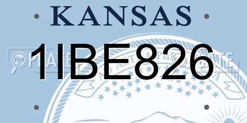 1IBE826 Kansas License Plate