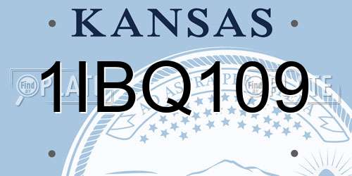 1IBQ109 Kansas License Plate