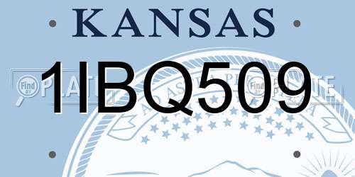 1IBQ509 Kansas License Plate