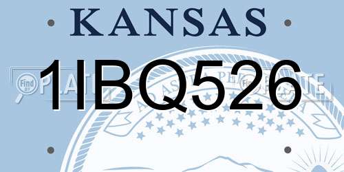 1IBQ526 Kansas License Plate