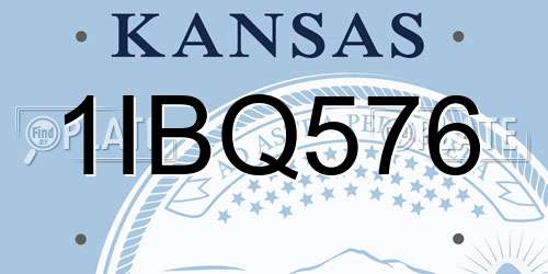 1IBQ576 Kansas License Plate