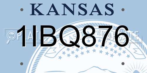 1IBQ876 Kansas License Plate