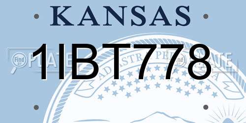 1IBT778 Kansas License Plate