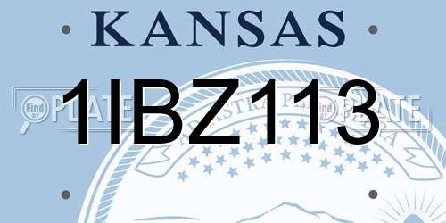 1IBZ113 Kansas License Plate