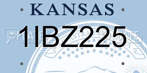 1IBZ225 Kansas License Plate