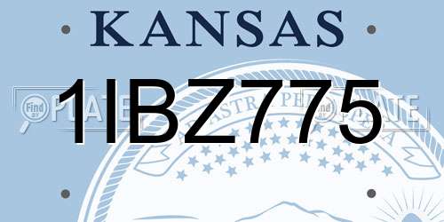 1IBZ775 Kansas License Plate