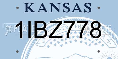 1IBZ778 Kansas License Plate