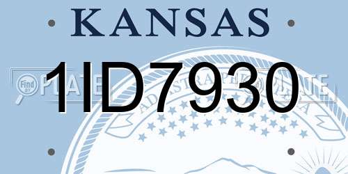 1ID7930 Kansas License Plate