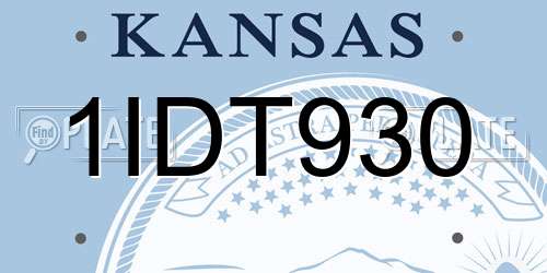 1IDT930 Kansas License Plate