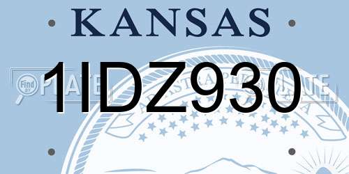 1IDZ930 Kansas License Plate