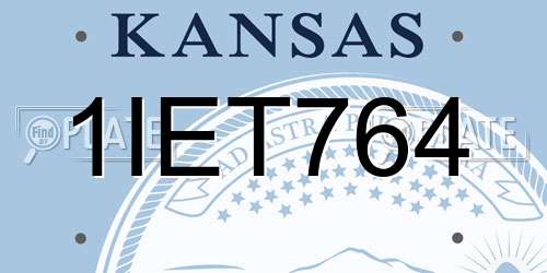 1IET764 Kansas License Plate