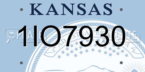 1IO7930 Kansas License Plate