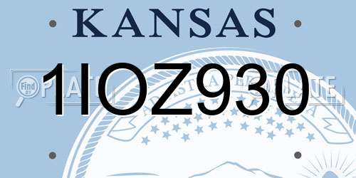 1IOZ930 Kansas License Plate