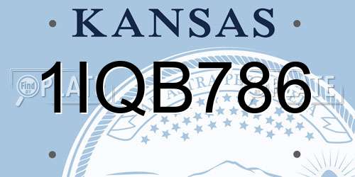 1IQB786 Kansas License Plate