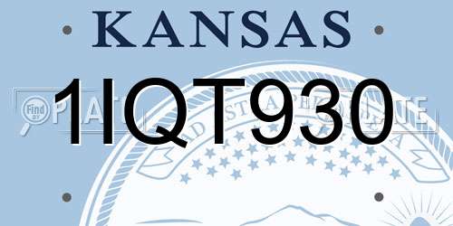 1IQT930 Kansas License Plate