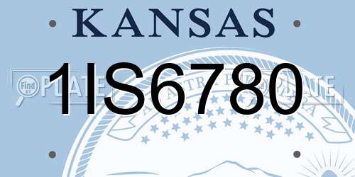 1IS6780 Kansas License Plate