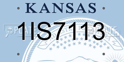 1IS7113 Kansas License Plate