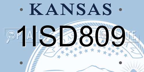1ISD809 Kansas License Plate